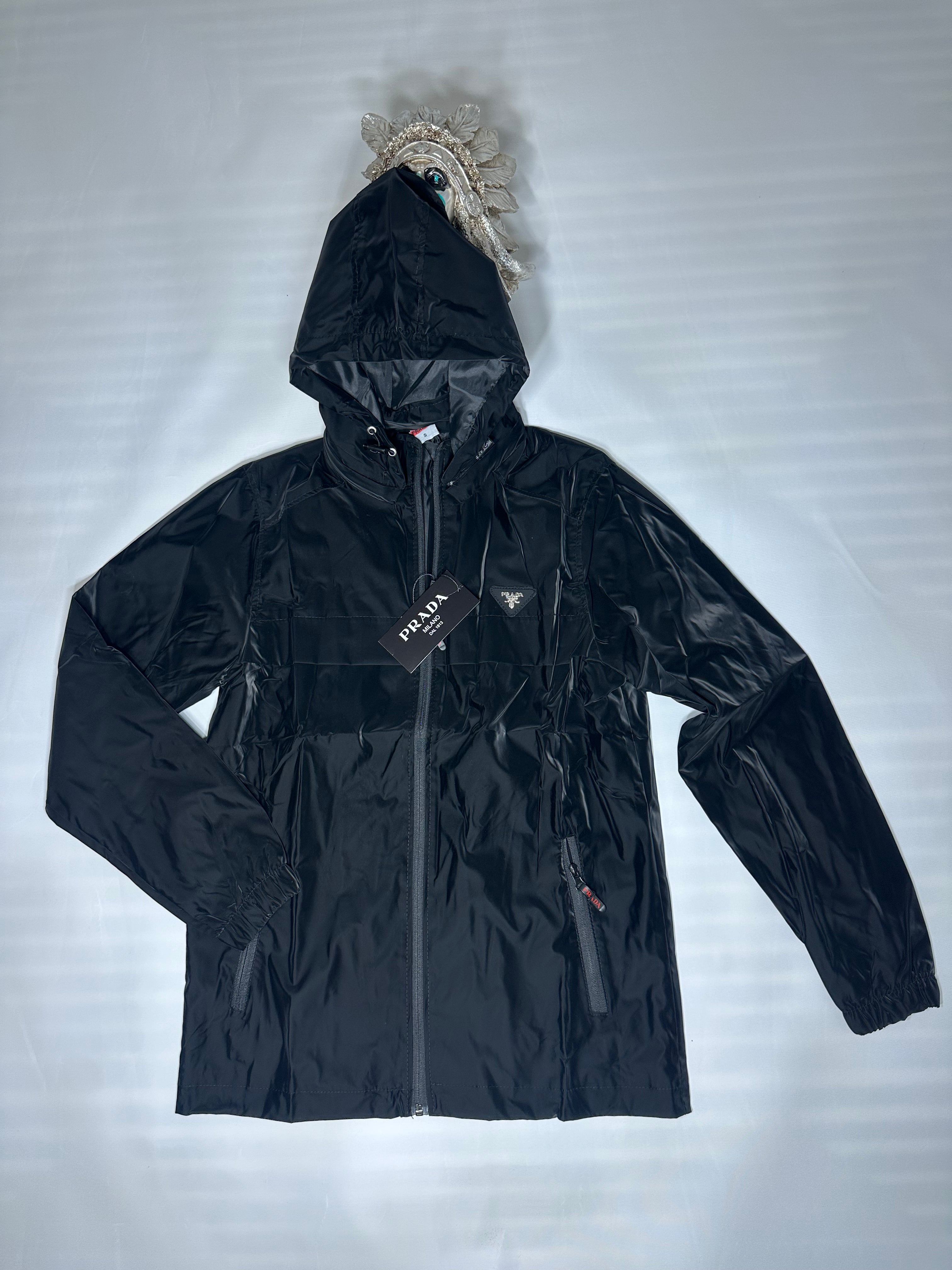 Prada Erkek Çeket Kapşonu Fermuarlı - Siyah